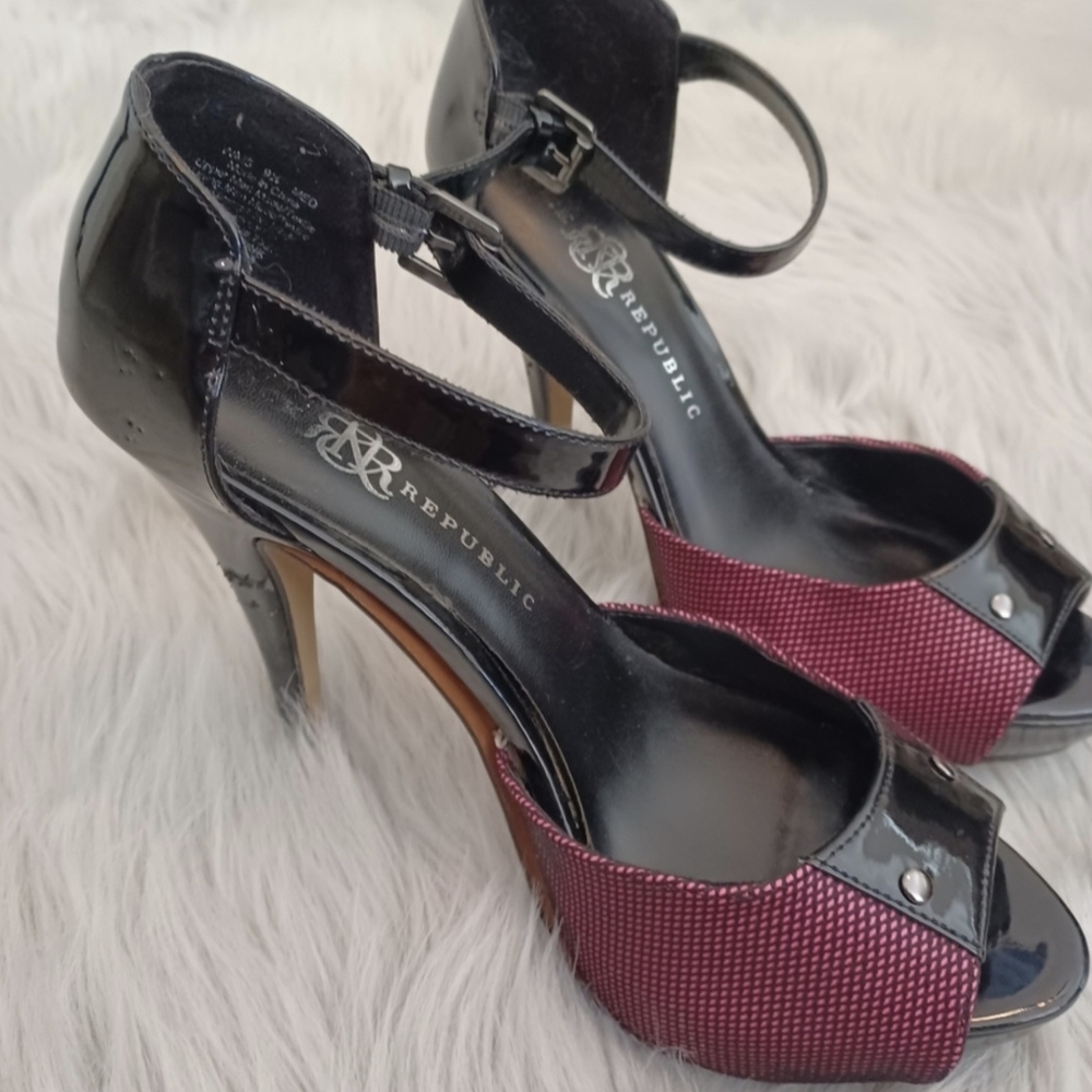 Rock & Republic Black & Pink High Heel Shoes Size 9.5 - Picture 8 of 9